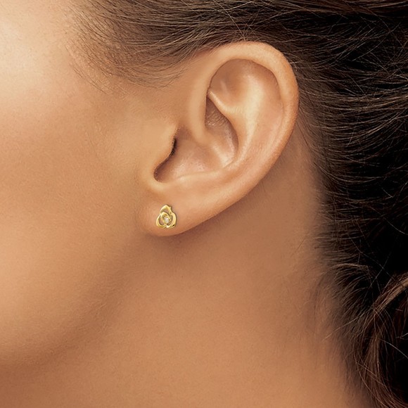 14k Yellow Gold Madi K Children's Kids Girls Jewelry CZ Flower Post Earrings